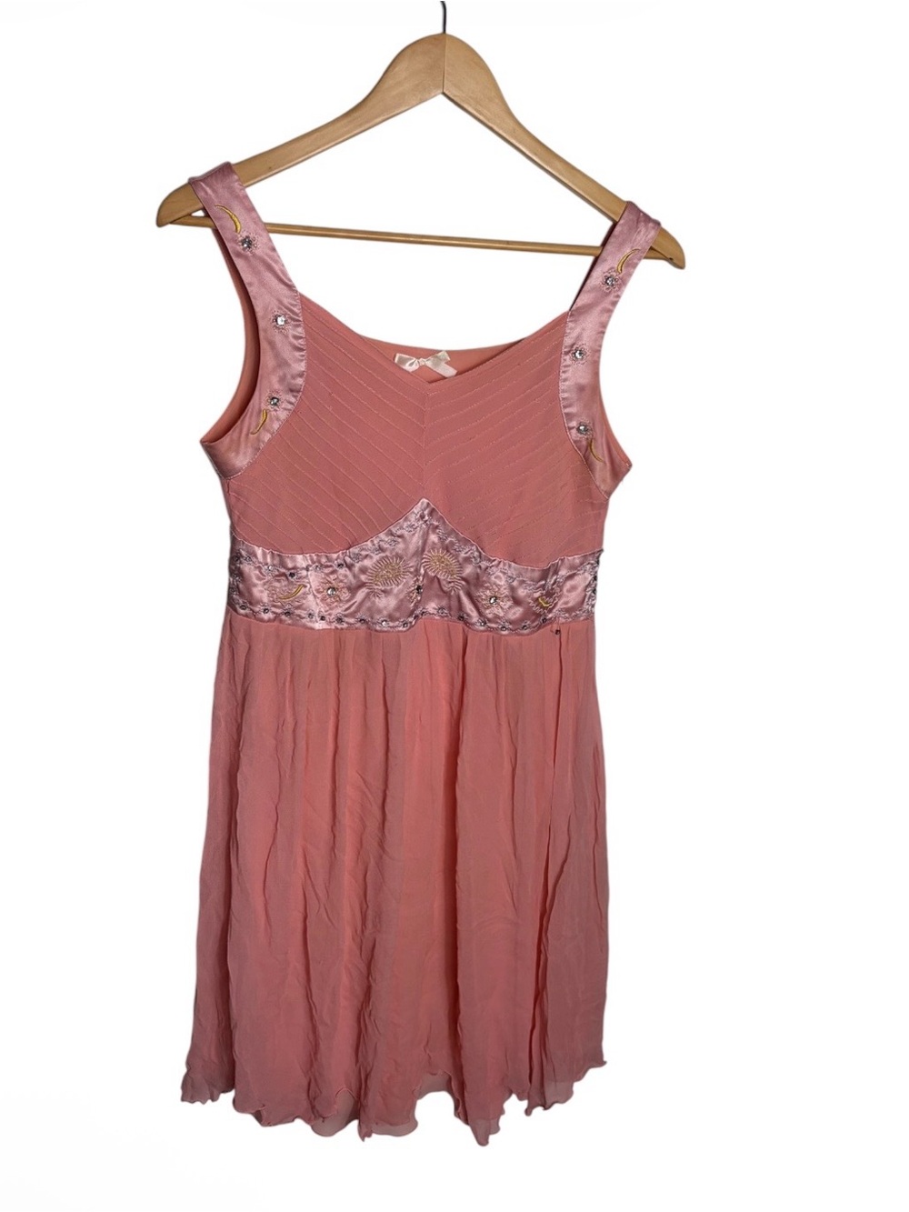 Vintage Y2K silk beaded unique mini party dress size L